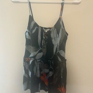Anthropologie Black and Gray Leaf Print Camisole